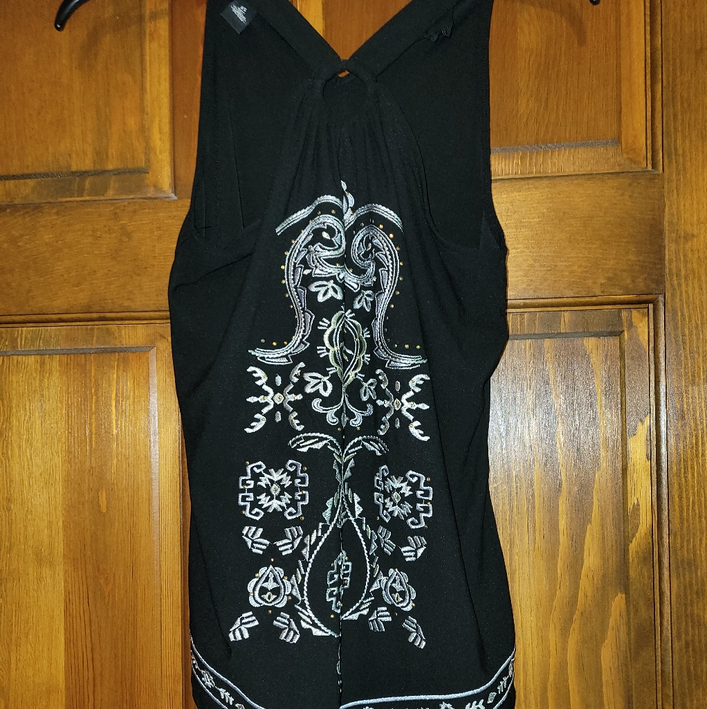 Black Patterned Halter Blouse
